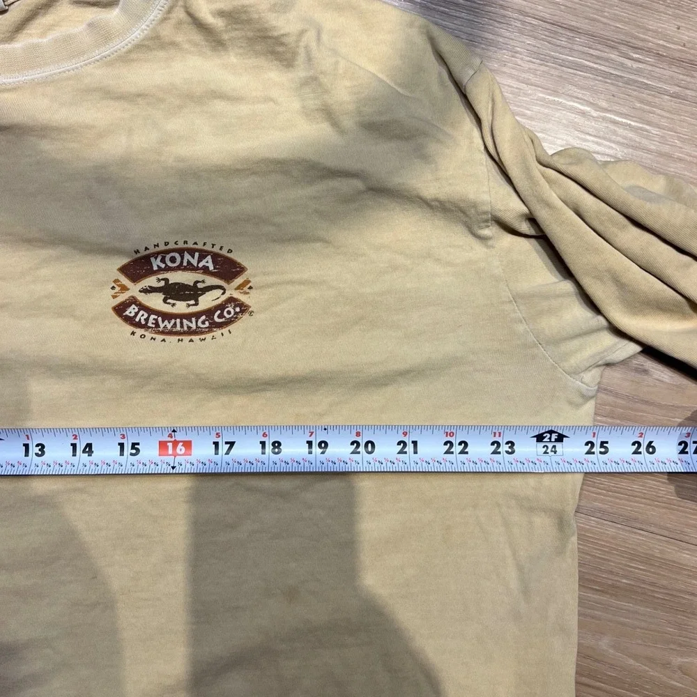 Crazy Shirts Mens Kona Brewing Co Longboard Lager Beer Dyed Tee Tan XL